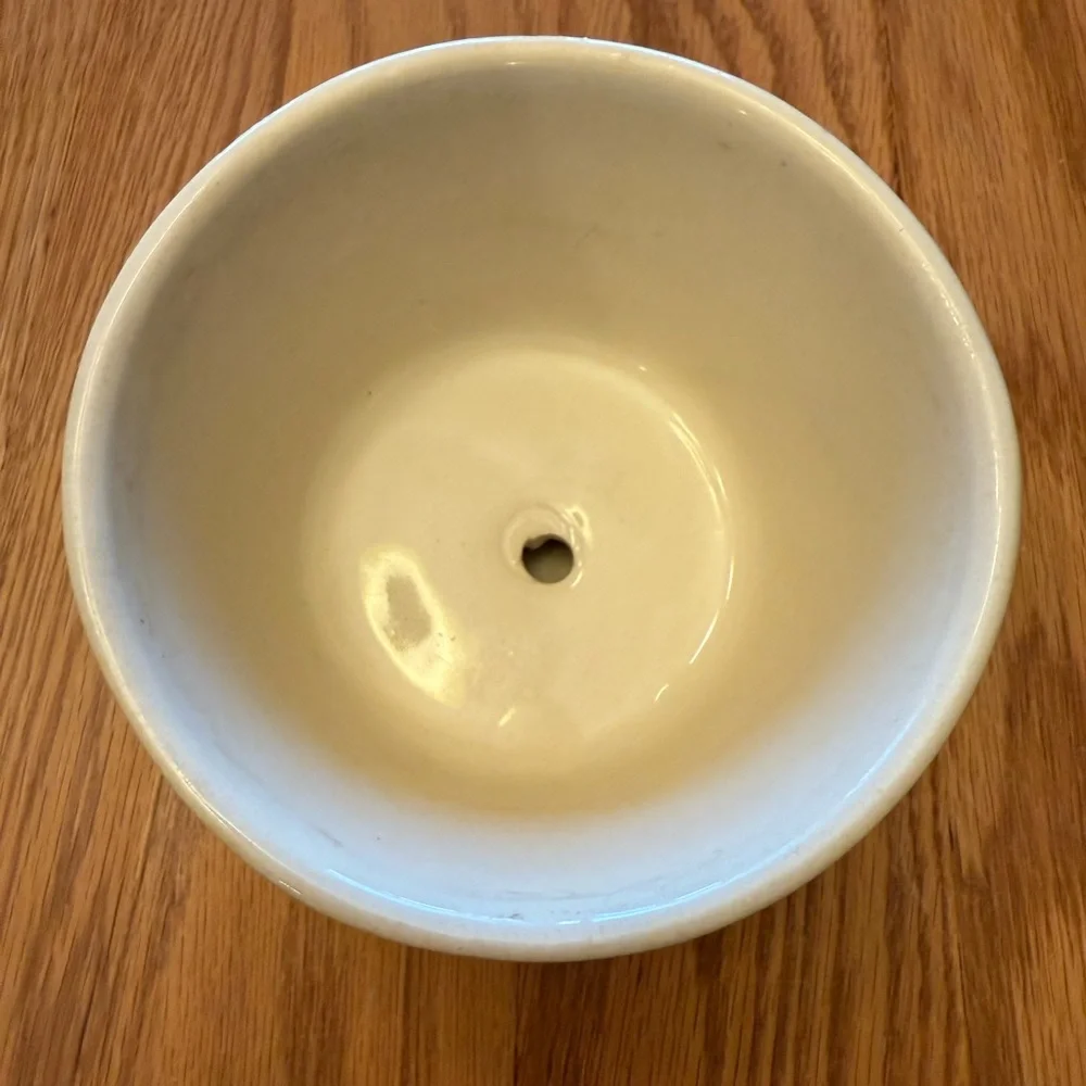 Cream Vintage Ceramic Planter with Saucer Bottom